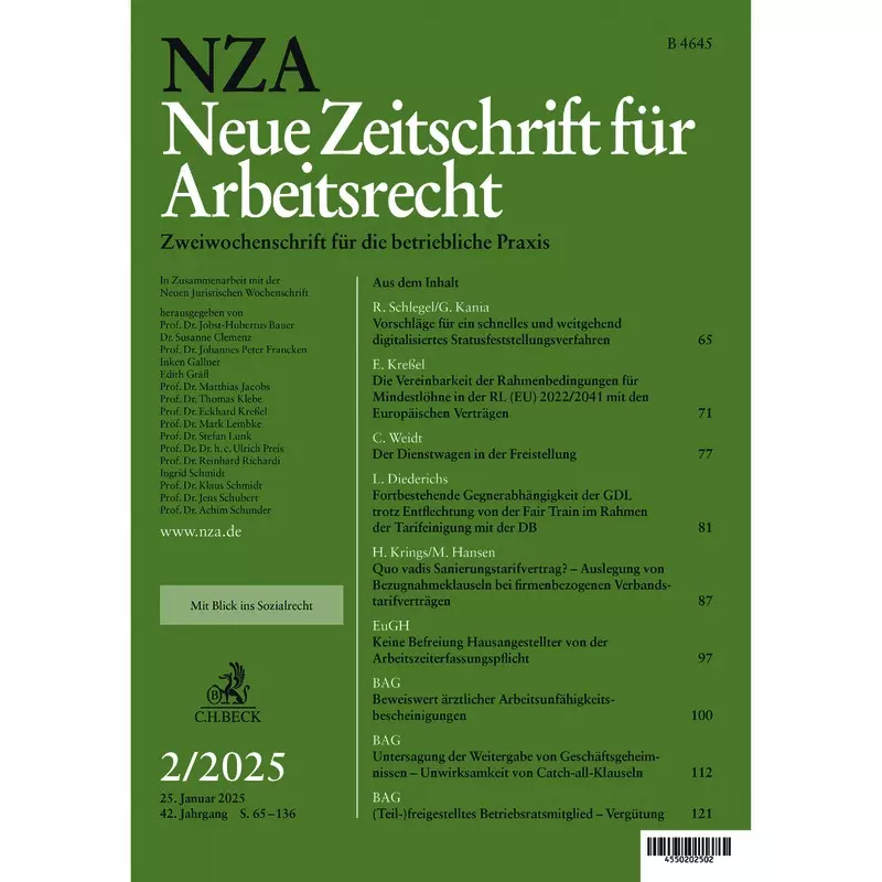 NZA  -  Neue Zeitschrift Arbeitsrecht - Probeabonnement