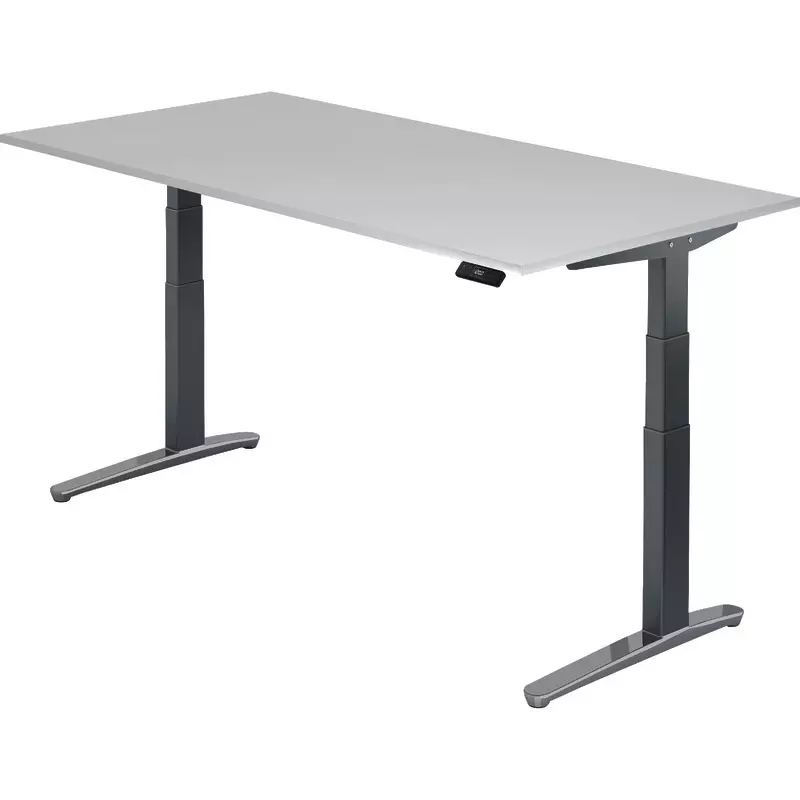 SoldanOffice Schreibtisch, höhenverstellbar,  Ergonomic Aktiv (C) XBHM 2000x1000 mm Graphit/Alu poliert - TP