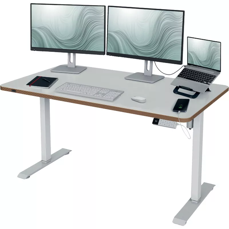 LEITZ Ergo kompakter elektrisch höhenverstellbarer Sitz-/Steh-Schreibtisch mit Aufsteh-Erinnerung, 1.400 x 800 mm