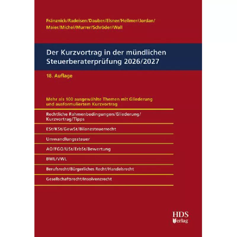 Der Kurzvortrag in der mündlichen Steuerberaterprüfung 2026/2027