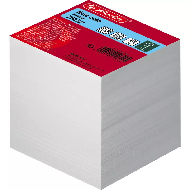 Herlitz Notiz-Zettelklotz geleimt, 90x90x90 mm Papier weiß