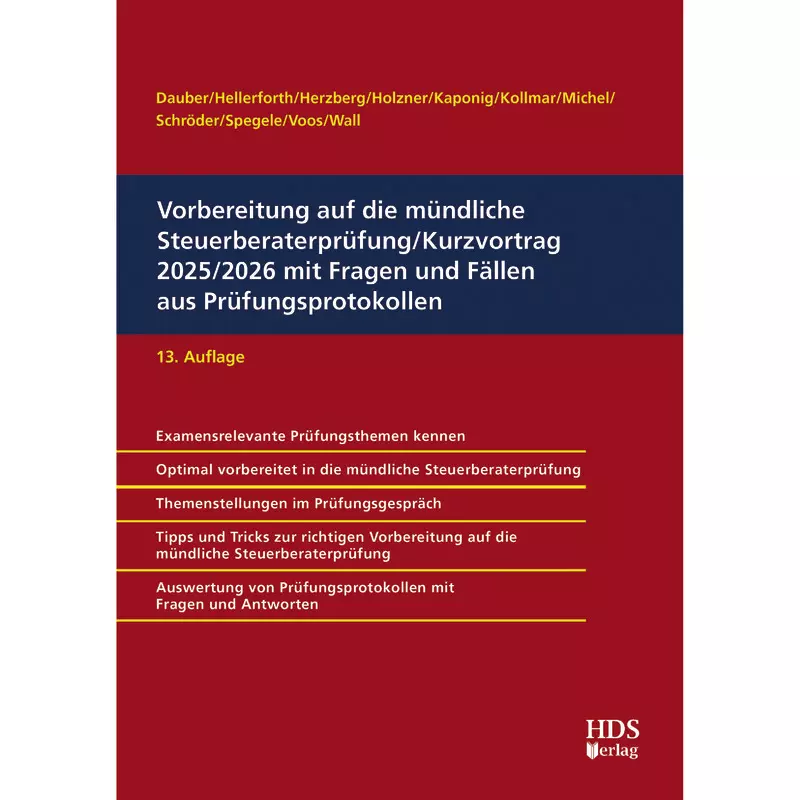 Vorbereitung auf die mündliche Steuerberaterprüfung/Kurzvortrag 2025/2026