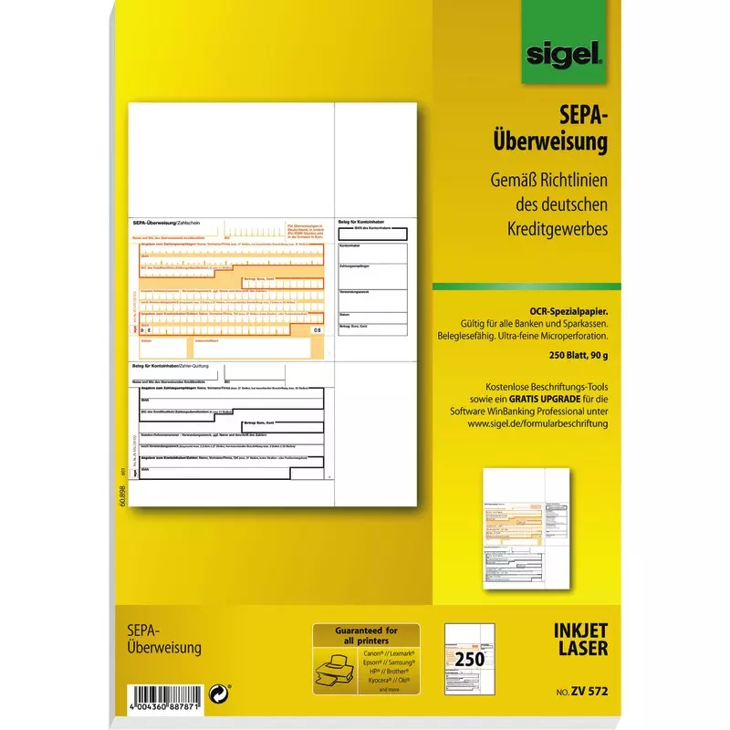 sigel WinBanking SEPA Überweisung, 250 Stück