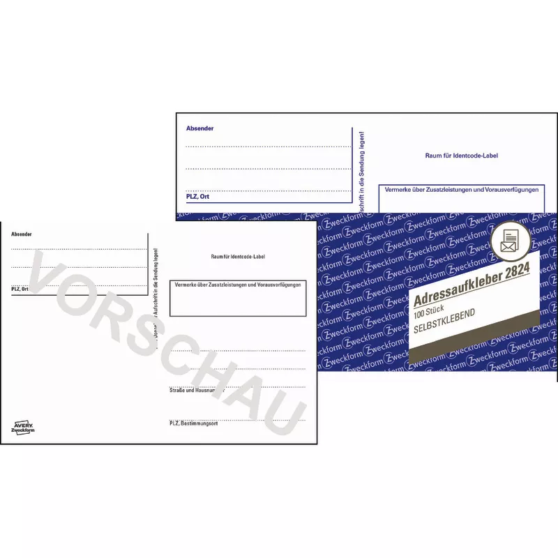 AVERY® Zweckform Adressaufkleber/Paketaufkleber 2824, A6, selbstklebend, 100 Blatt