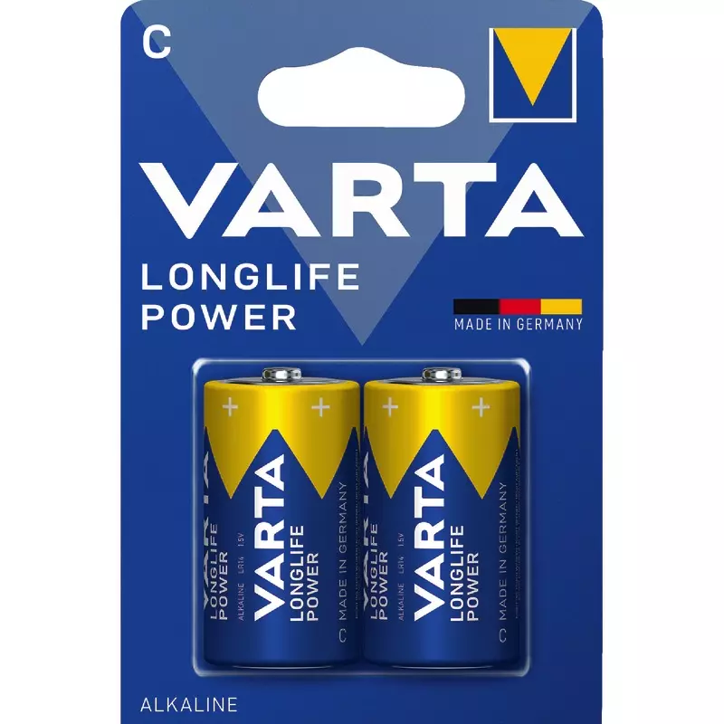 VARTA Batterien Alkaline LONGLIFE Power, C Baby LR14, 1,5 V , Packung: 2 Stück