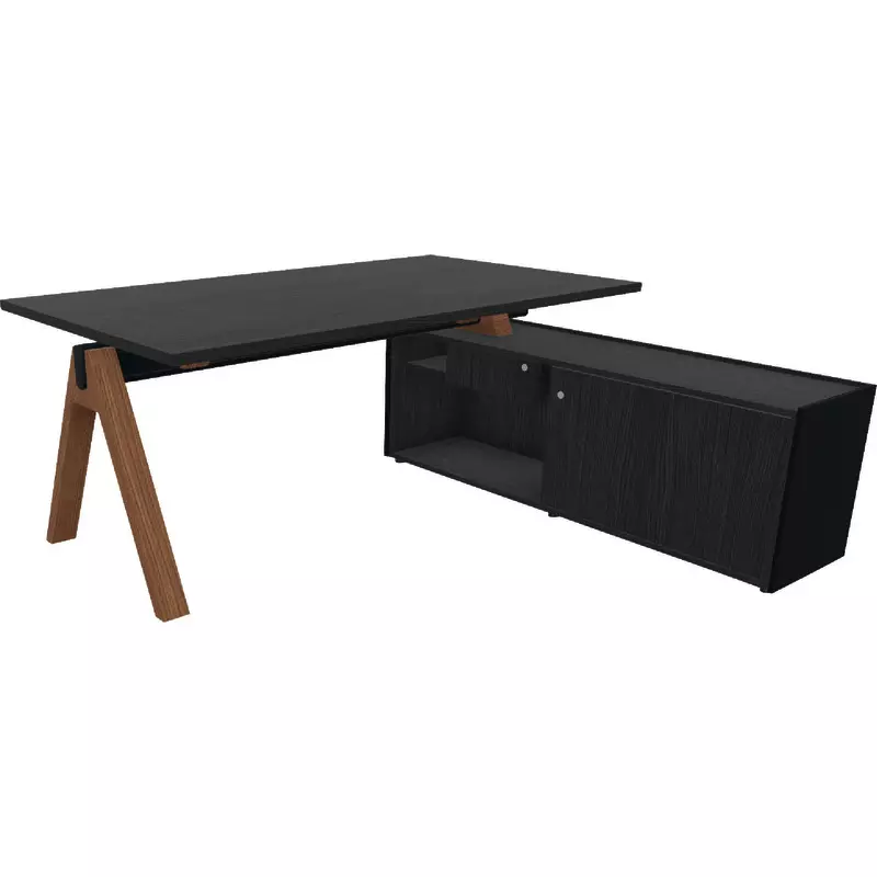 mdd Schreibtisch Viga inkl. Managerschrank rechts, Gestell Kupfereiche,  B x H x T: 1.600 x 740 x 1.300 mm