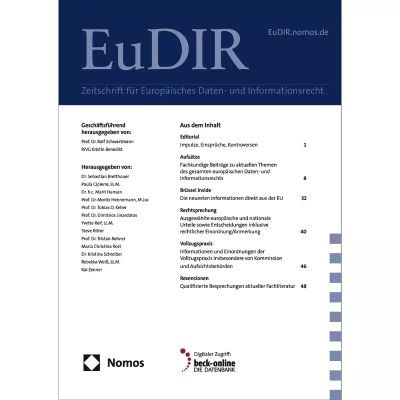 EuDIR – Zeitschrift für Europäisches Daten- und Informationsrecht - Abonnement