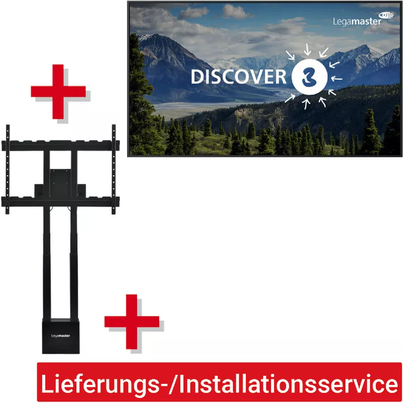 Legamaster DISCOVER 3 65" + Pylonensystem höhenverst. + Kabel + Lieferungs-/Installationsservice