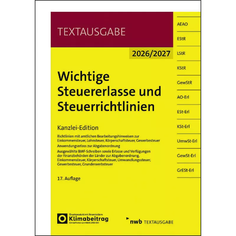 Wichtige Steuererlasse und Steuerrichtlinien