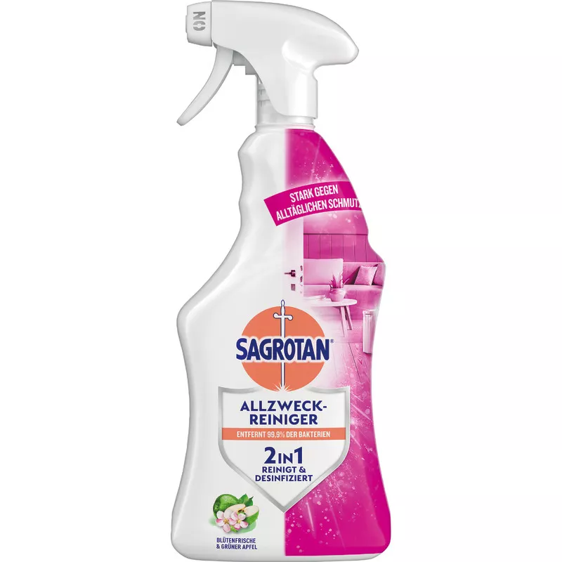 Sagrotan Allzweckreiniger Blütenfrische Grüner Apfel, gebrauchsfertig, mit blumigen Duft, Spray 750 ml