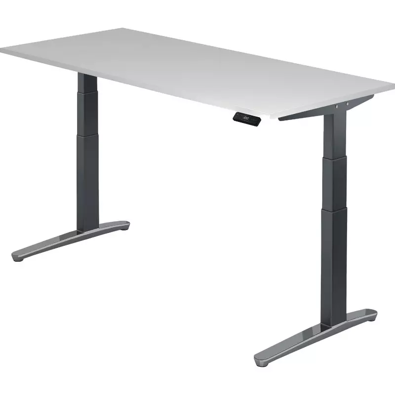 SoldanOffice Schreibtisch, höhenverstellbar,  Ergonomic Aktiv (C) XBHM 1800x800 mm Graphit/Alu poliert - TP