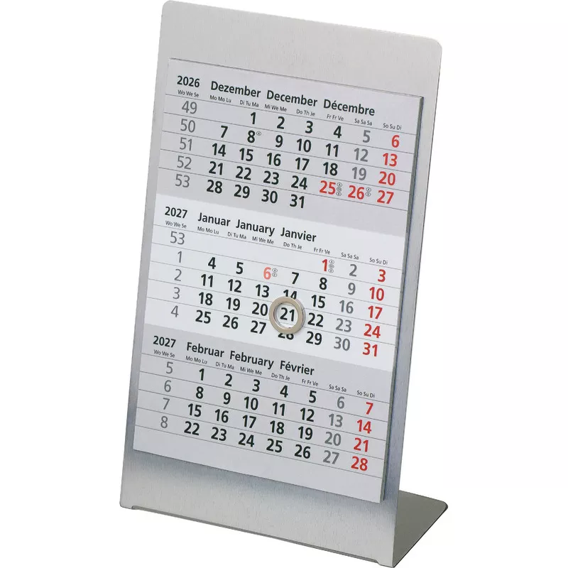 SoldanPlus Drei-Monats-Tischkalender 2027 Edelstahl