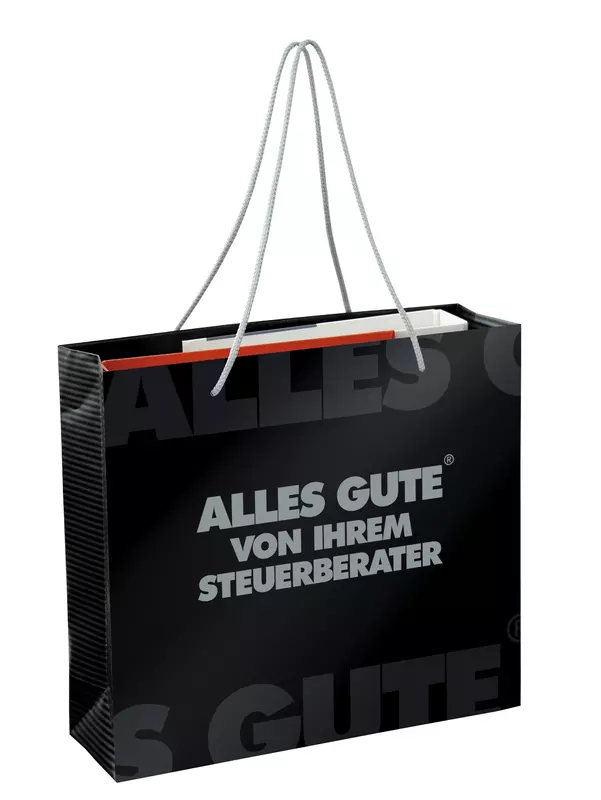 ALLES GUTE® von Ihrem Steuerberater Papiertragetaschen, Querformat, schwarz