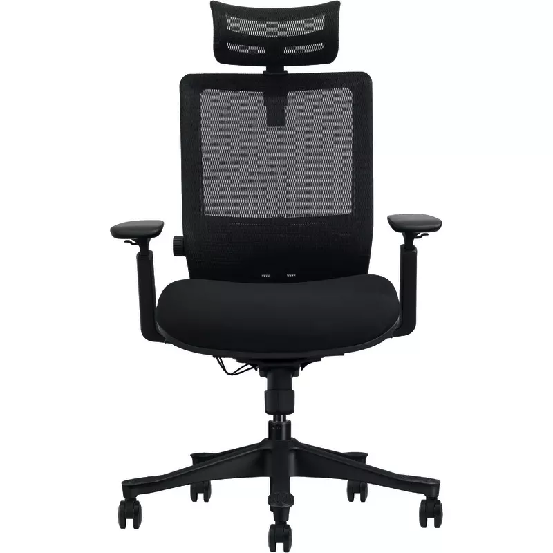 Ergonomischer Bürostuhl mit Kopfstütze und Lendenwirbelstütze Business Chair, mit 3-D Armlehnen, schwarz