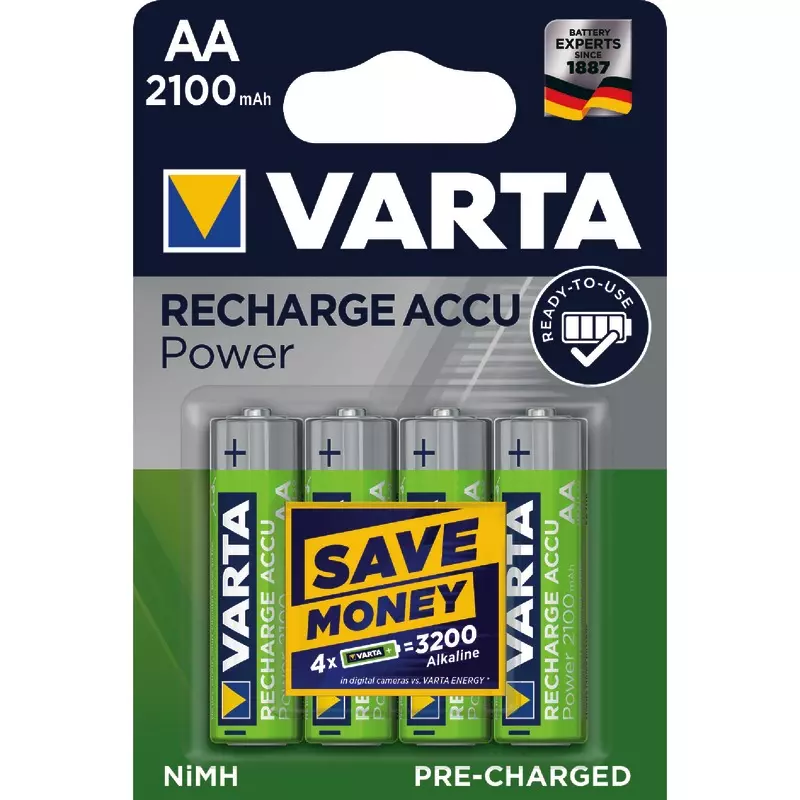 VARTA Akku NiMH Mignon AA, Packung: 4 Stück