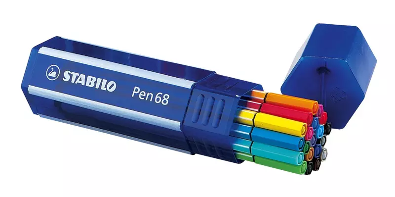 STABILO Premium-Filzstift Pen 68, Box mit 20 farbsortierten Stiften