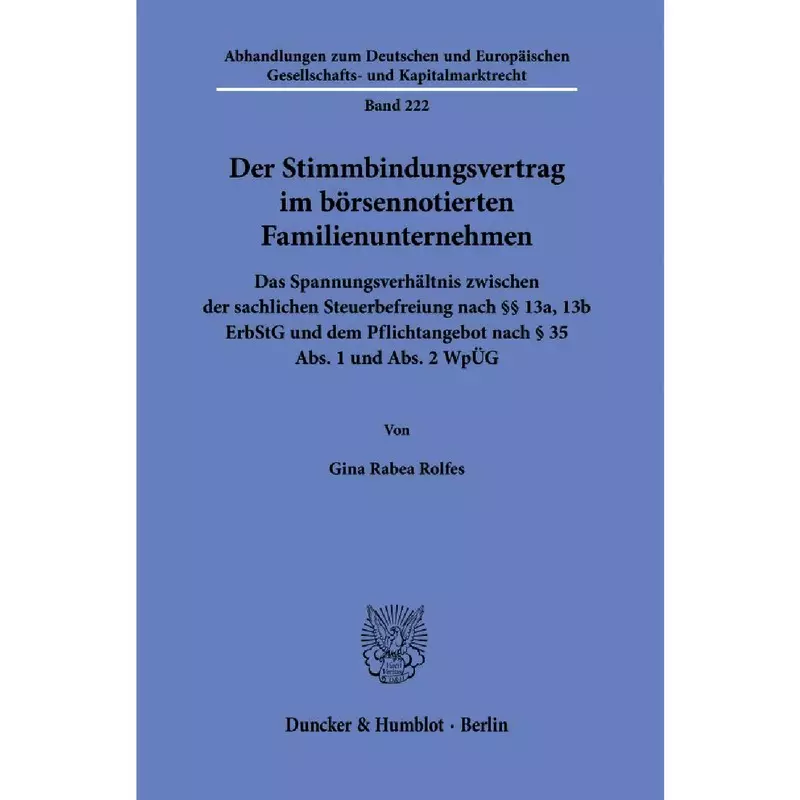 Der Stimmbindungsvertrag im börsennotierten Familienunternehmen