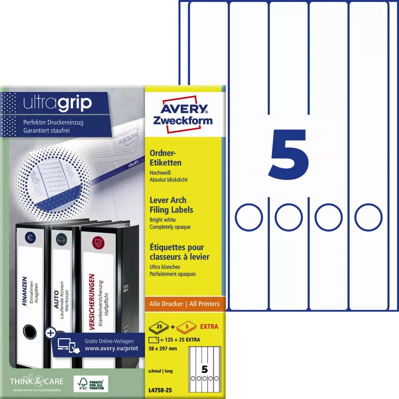 AVERY® Zweckform Ordner-Etiketten, schmal, lang, B x H: 38 x 297 mm