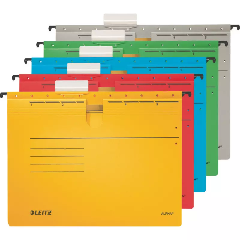 LEITZ Color-Hängehefter Alpha 1984, 1 Abheftvorrichtung, Rechtsheftung, Pack: 5 Stück