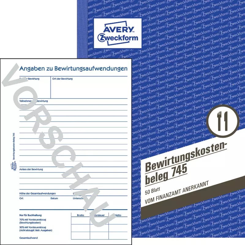 AVERY® Zweckform Bewirtungskostenbeleg 745, A5, 50 Blatt