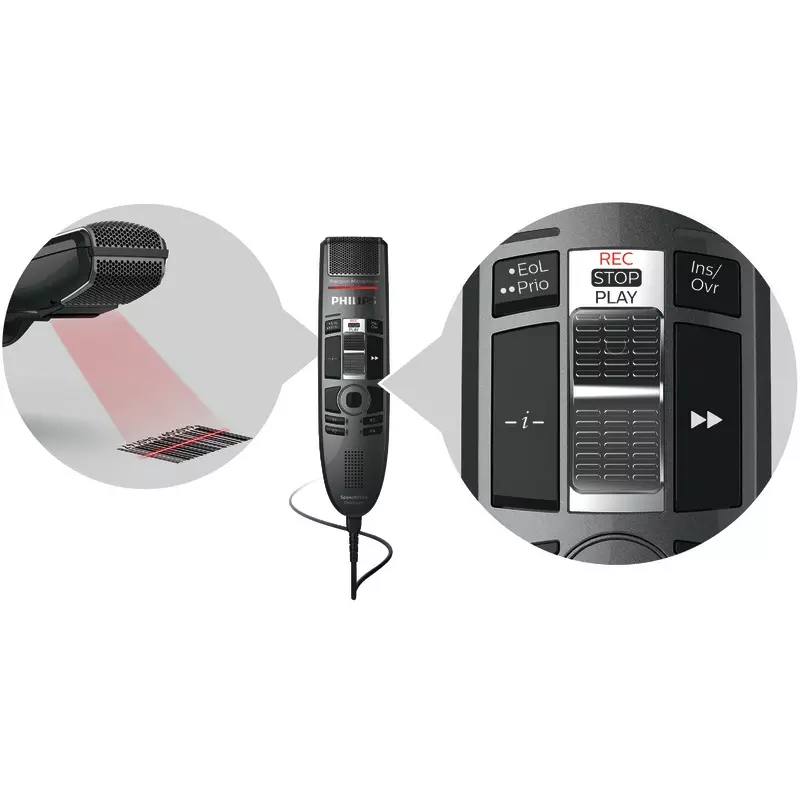 PHILIPS SpeechMike Premium Touch SMP 3810 mit Schiebeschalter & Barcode-Scanner