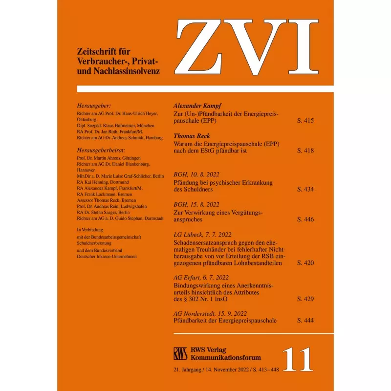 ZVI – Zeitschrift für Verbraucher-, Privat- und Nachlassinsolvenz - Abonnement