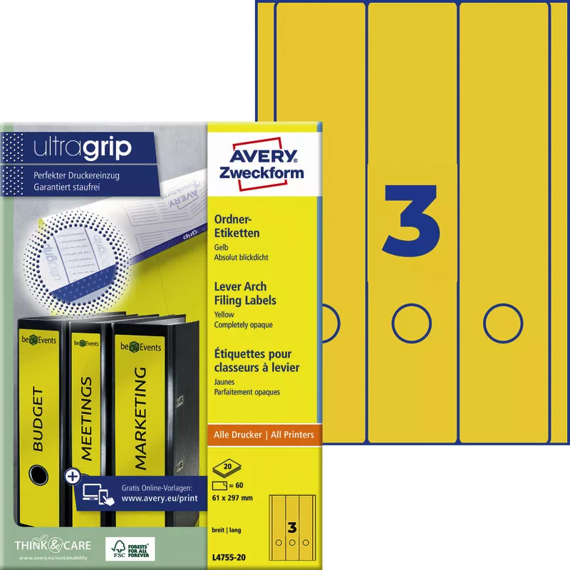AVERY® Zweckform Ordner-Etiketten, breit, lang, B x H: 61 x 297 mm