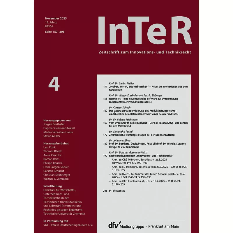 InTeR - Zeitschrift zum Innovations- und Technikrecht - Abonnement