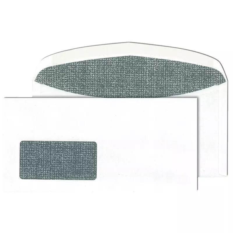 Briefumschlag Kuvermatic C6/5, 114 x 229 mm, nassklebend, weiß, mit Fenster 45 x 90 mm, 80 g/m²,Zahlenmeer-Idr., Seitenklappen außen, Sicherheitsschlitze/Klappe, Pack: 1.000
