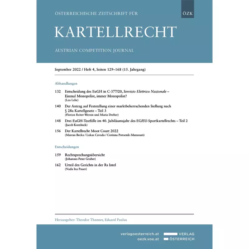 ÖZK - Österreichische Zeitschrift für Kartellrecht - Abonnement