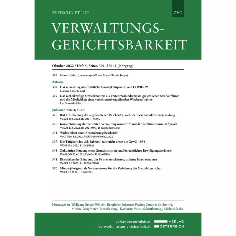 ZVG - Zeitschrift der Verwaltungsgerichtsbarkeit (Österreich)- Abonnement