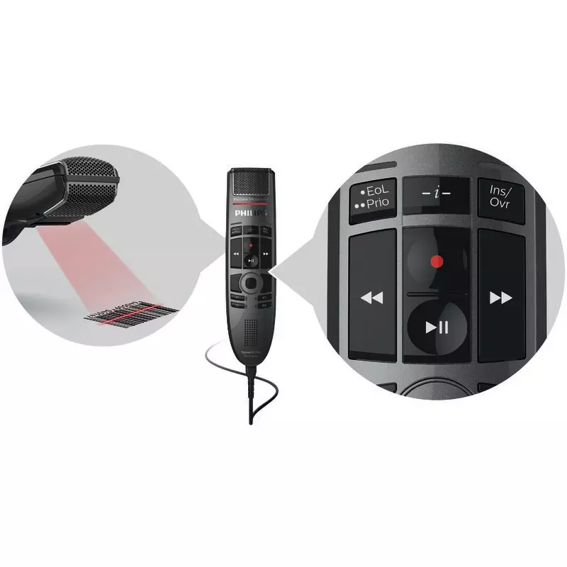 PHILIPS SpeechMike Premium Touch SMP 3800 mit Drucktasten & Barcode-Scanner