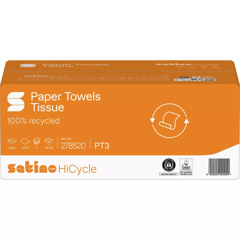 Satino Falthandtücher HiCycle , C-Falzung, Tissue, 2-lagig, hochweiß
