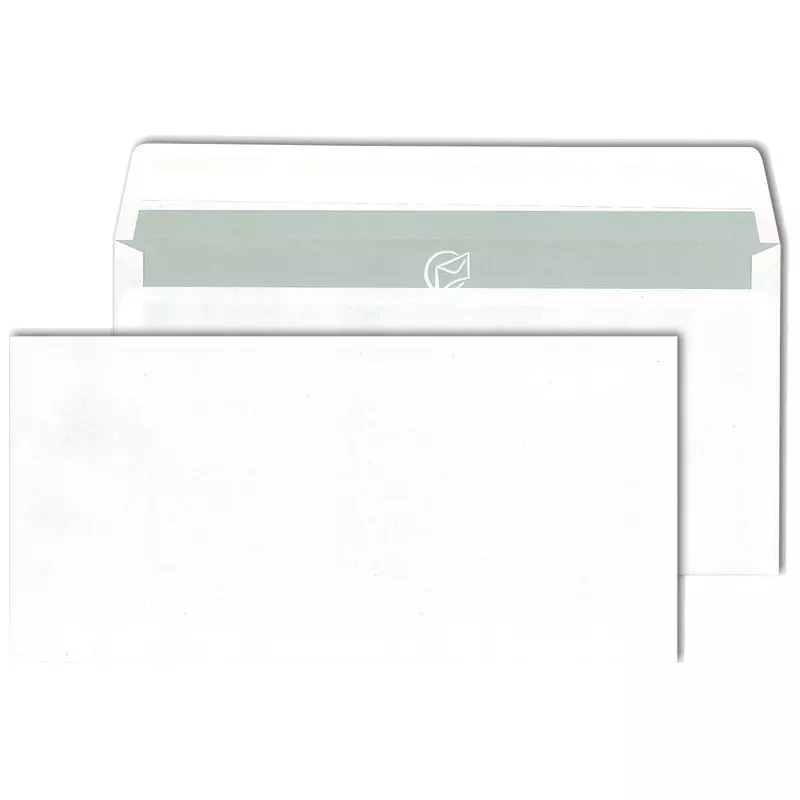 Briefumschlag DIN lang, 110 x 220 mm, haftklebend, weiß, 100 g/m², grauer Innendruck, Pack: 500 Stück