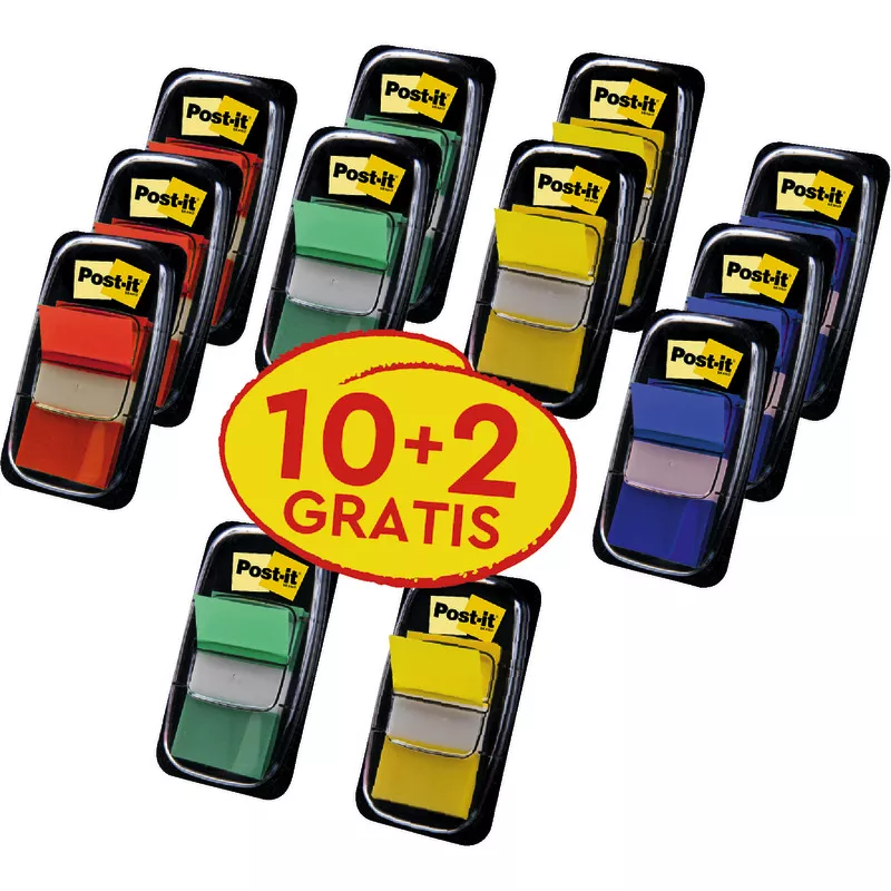 10 + 2 GRATIS! 12 Post-it® Index Haftstreifen Standard 680