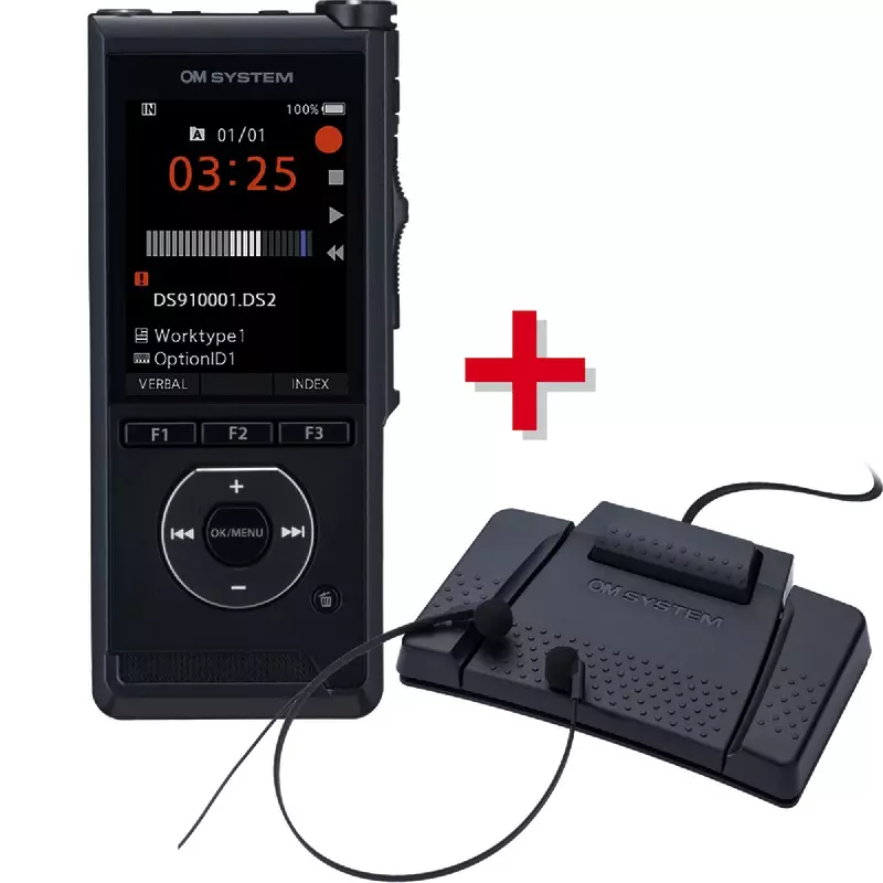 Spar-Set! OM SYSTEM Diktiergerät DS-9100 E2 Premium Kit + Transkription Kit AS-9100