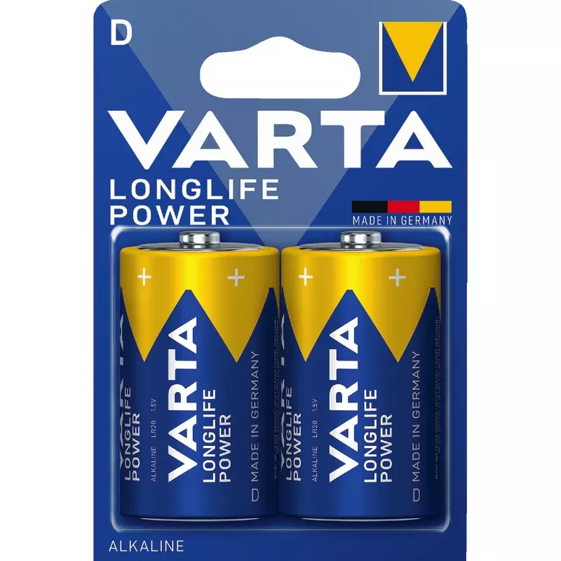 VARTA Batterien Alkaline LONGLIFE Power, D Mono LR20, 1,5 V , Packung: 2 Stück