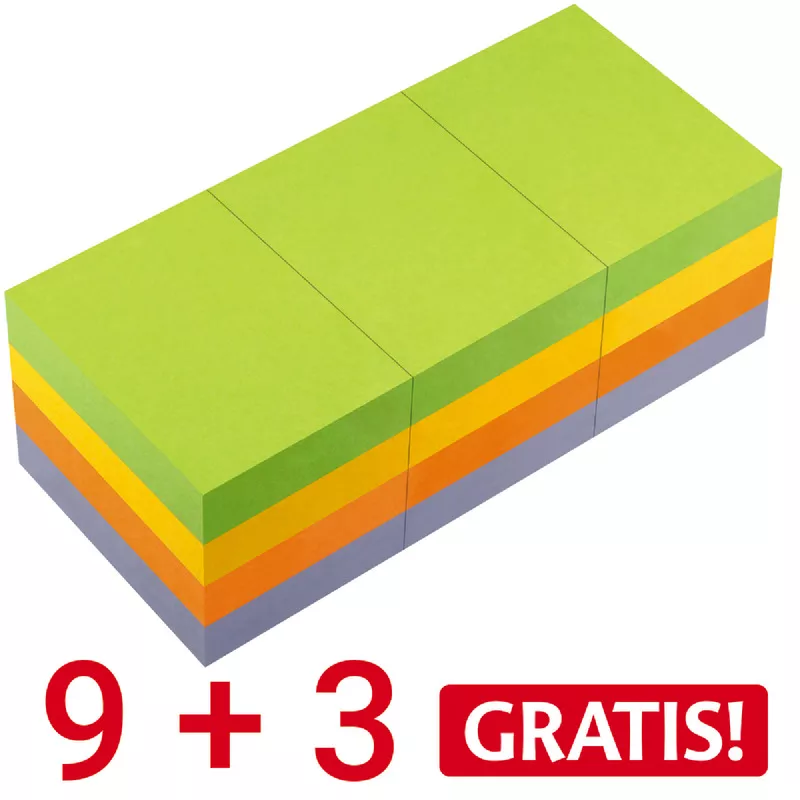9 + 3 GRATIS! 12 INFO NOTES Haftnotizen SPRING-MIX, 50 x 40 mm, farbig sortiert