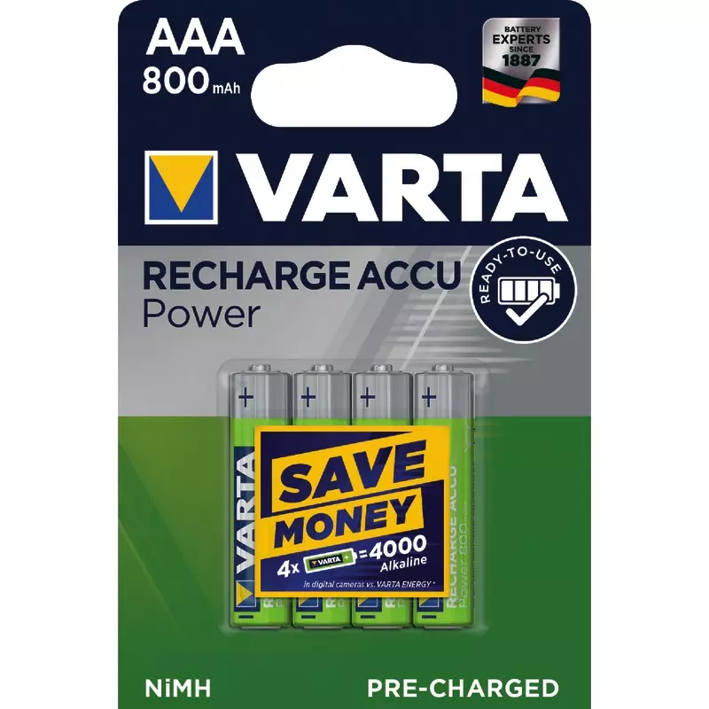 VARTA Akku NiMH Micro, AAA, Packung: 4 Stück