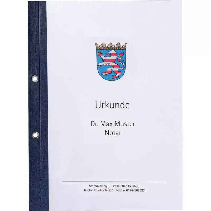 Ösen-Bindemappen mit transparentem Vorderdeckel, Feinleinen, Rückenstärke 1,5 mm, tiefblau