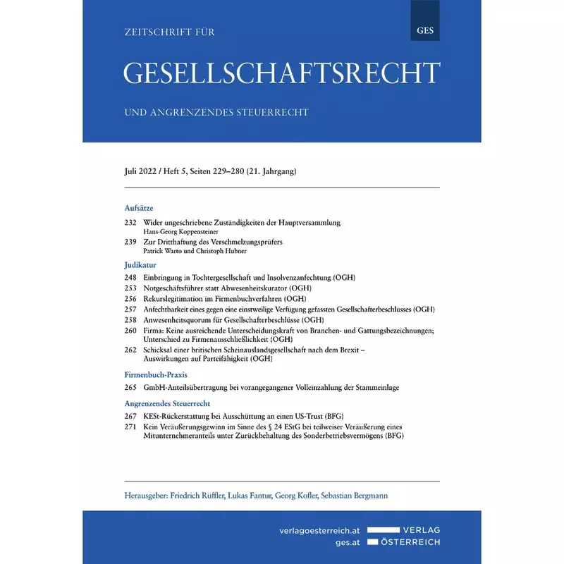 GES - Zeitschrift für Gesellschaftsrecht (Österreich) - Abonnement