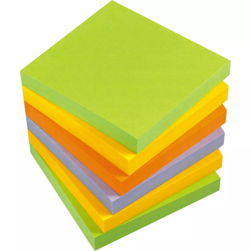 INFO NOTES Haftnotizen SPRING-MIX, 75 x 75 mm, farbig sortiert, Packung: 6 Block